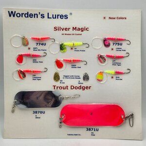 Yakima Bait Co Wordens Lures Silver Magic Trout Dodger Fishing Lure Display a